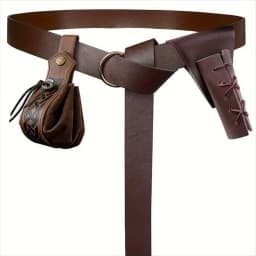 UYEE  Medieval Belt Vegvisir Knight Waistband PU Leather Belt Retro Renaissance Knight Belt Leather Waistband for Men