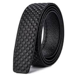 Plyesxale No Buckle Genuine Leather Belt Men High Quality Black Blue Red Brown 35mm Wide Cowhide Mens Belts Dropshipping B37