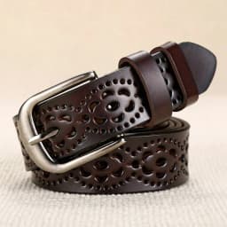 Women Leather Belt NEW Belt For Women Women's Hollow Flower Genuine Cowhide Leather Belt With Alloy Buckle Width:2.8cm,95-110cm