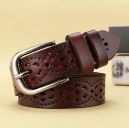 Women Leather Belt NEW Belt For Women Women's Hollow Flower Genuine Cowhide Leather Belt With Alloy Buckle Width:2.8cm,95-110cm
