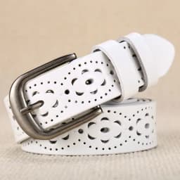 Women Leather Belt NEW Belt For Women Women's Hollow Flower Genuine Cowhide Leather Belt With Alloy Buckle Width:2.8cm,95-110cm