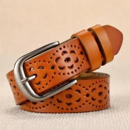 Women Leather Belt NEW Belt For Women Women's Hollow Flower Genuine Cowhide Leather Belt With Alloy Buckle Width:2.8cm,95-110cm
