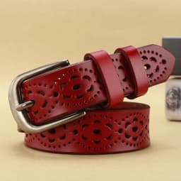 Women Leather Belt NEW Belt For Women Women's Hollow Flower Genuine Cowhide Leather Belt With Alloy Buckle Width:2.8cm,95-110cm
