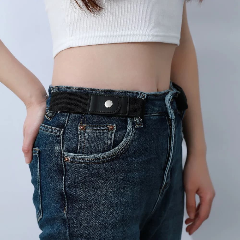 2pcs No Buckle Stretch Belt for Women Men Girls Boys Junior Jeans Pants Comfortable Buckle Free Invisible Elastic Waist Belt