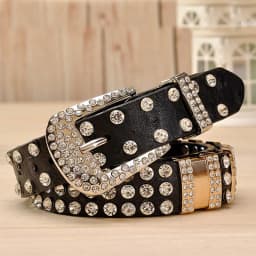 New Fashion Rhinestone belts for women Luxury Designer PU leather belt High quality Cow second layer skin strap female
