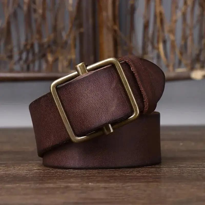 100% Genuine Leather  3.8 Wide Pure Cowhide  for Men's High Quality Jeans No Drilling Smooth Buckle Belts  Waistband Male Fashio