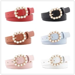New Ladies Pearl Decorative Belt Fashion Round Pin Buckle Simple Belts Retro Jeans Dress Waistband For Head Decoration Button