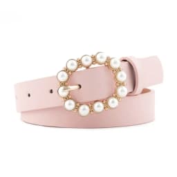 New Ladies Pearl Decorative Belt Fashion Round Pin Buckle Simple Belts Retro Jeans Dress Waistband For Head Decoration Button