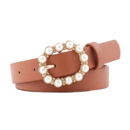 New Ladies Pearl Decorative Belt Fashion Round Pin Buckle Simple Belts Retro Jeans Dress Waistband For Head Decoration Button