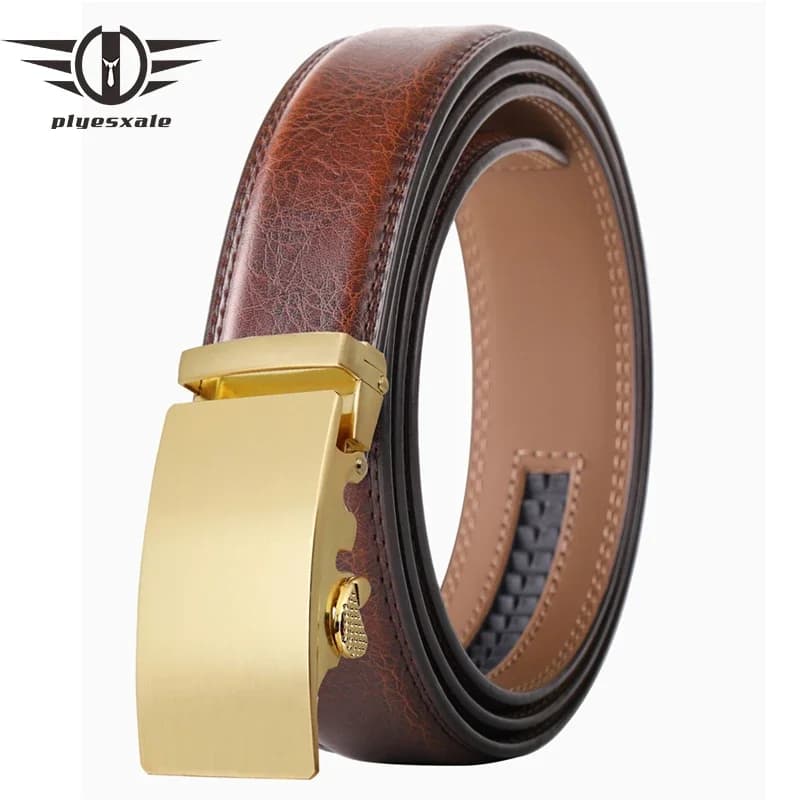Gold Automatic Buckle Male Belt Brown Black White Blue Gray Leather Belts For Men High Quality Luxury Mens Belts Casual B514