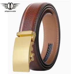 Gold Automatic Buckle Male Belt Brown Black White Blue Gray Leather Belts For Men High Quality Luxury Mens Belts Casual B514