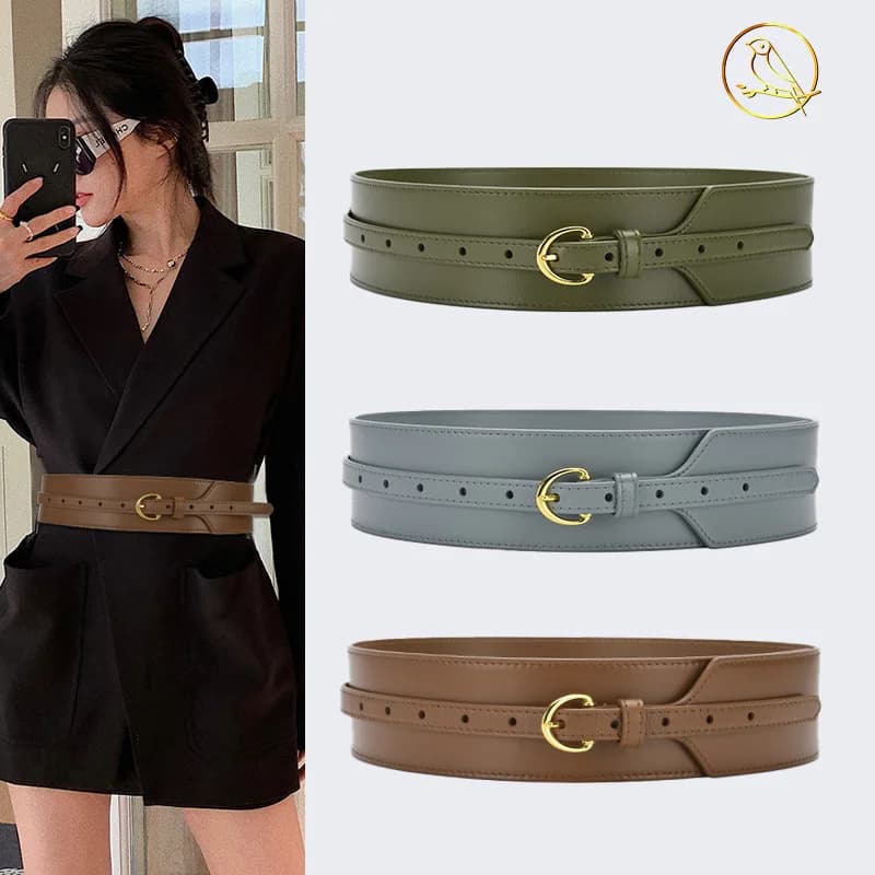 Waist Closure Women's Outer Waist Decoration Shirt Versatile Suit Dress Waist Closing Thin Leather Wide Belt New Model Launched