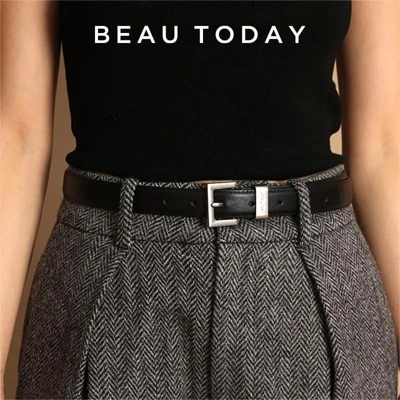 BEAUTODAY Casual Belts Women Cow Split Solid Color Square Buckle Ladies Modern Style Jeans Dress Accessories Waistband 91099