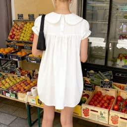 Women Y2k Fairy Babydoll Short Dress Doll Collar Bubble Puff Sleeve Cute Mini Dress Teen Girl Preppy Sundress Beachwear