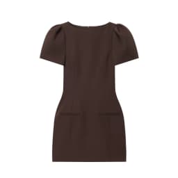 ETJ 2025 women's new products are elegant and stylish Short dress with a boat neck and short sleeves with pleats black dress