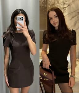 ETJ 2025 women's new products are elegant and stylish Short dress with a boat neck and short sleeves with pleats black dress