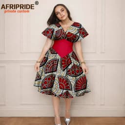 Women`s Dress African Clothes V-neck Flare Sleeve High Waist Elegant Dress Women's Sexy Casual Party Dresses Vintage 2525157