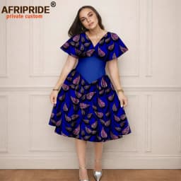 Women`s Dress African Clothes V-neck Flare Sleeve High Waist Elegant Dress Women's Sexy Casual Party Dresses Vintage 2525157