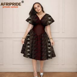 Women`s Dress African Clothes V-neck Flare Sleeve High Waist Elegant Dress Women's Sexy Casual Party Dresses Vintage 2525157