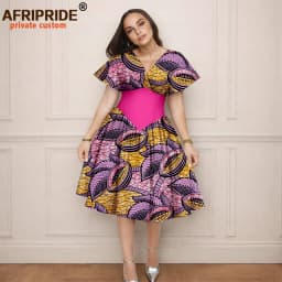 Women`s Dress African Clothes V-neck Flare Sleeve High Waist Elegant Dress Women's Sexy Casual Party Dresses Vintage 2525157