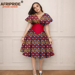 Women`s Dress African Clothes V-neck Flare Sleeve High Waist Elegant Dress Women's Sexy Casual Party Dresses Vintage 2525157