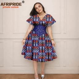 Women`s Dress African Clothes V-neck Flare Sleeve High Waist Elegant Dress Women's Sexy Casual Party Dresses Vintage 2525157
