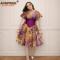 Women`s Dress African Clothes V-neck Flare Sleeve High Waist Elegant Dress Women's Sexy Casual Party Dresses Vintage 2525157