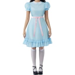 Halloween Creepy Grady Twins Costume for Women Blue Babydoll Dress Cosplay Costume Halloween Fancy Dress Y2k Party Wear
