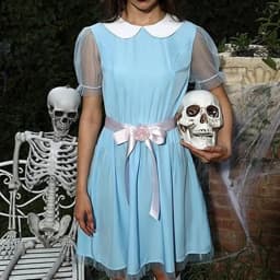 Halloween Creepy Grady Twins Costume for Women Blue Babydoll Dress Cosplay Costume Halloween Fancy Dress Y2k Party Wear