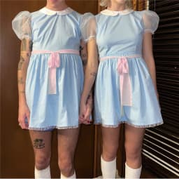 Halloween Creepy Grady Twins Costume for Women Blue Babydoll Dress Cosplay Costume Halloween Fancy Dress Y2k Party Wear