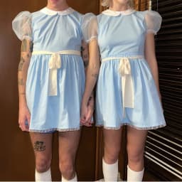 Halloween Creepy Grady Twins Costume for Women Blue Babydoll Dress Cosplay Costume Halloween Fancy Dress Y2k Party Wear