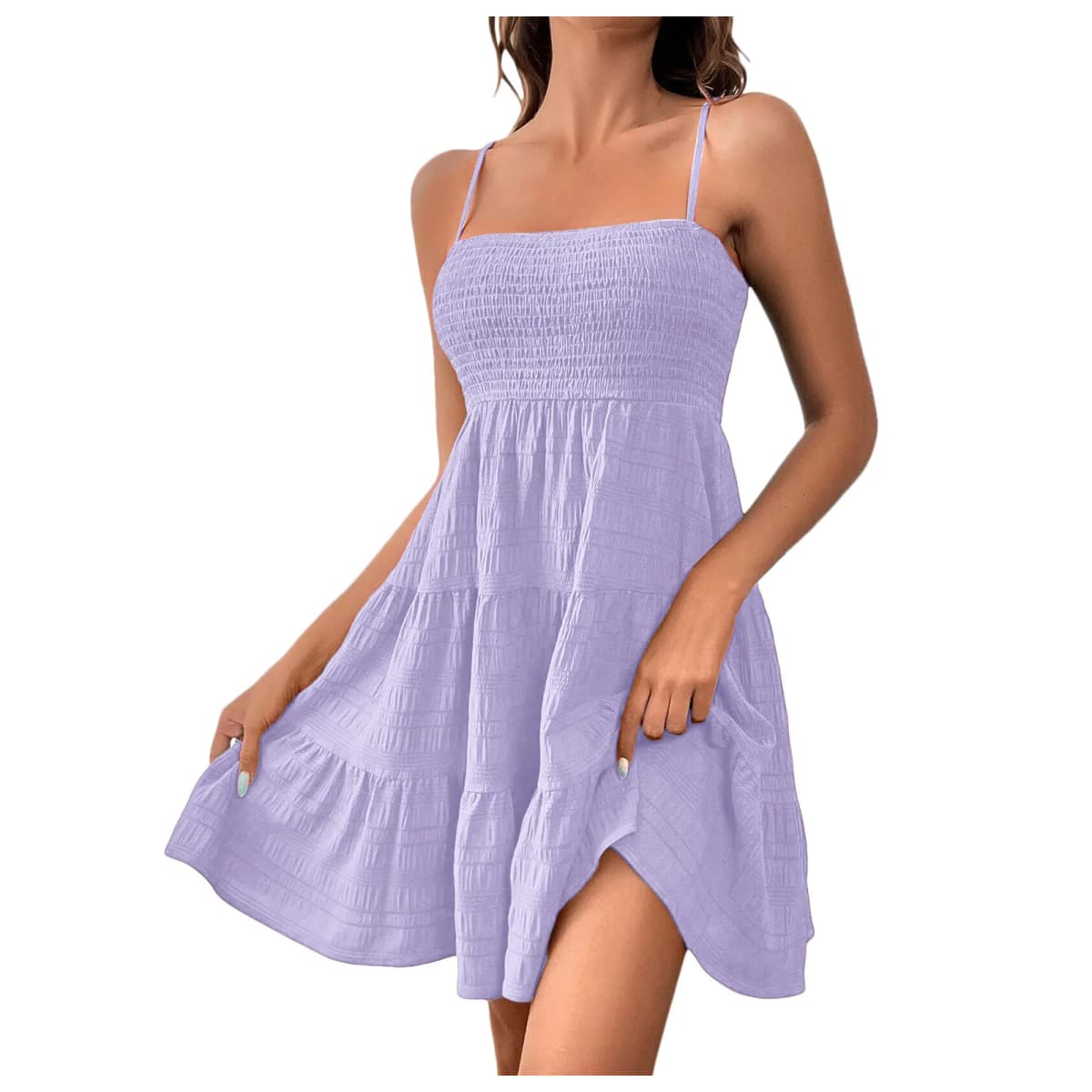 Women Strapless Backless Slip Mini Dress Sexy Lady High Elastic Waist Solid Purple Ruffle Party Dresses AXEWMFS-AXR305
