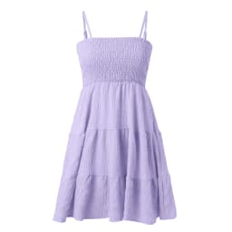 Women Strapless Backless Slip Mini Dress Sexy Lady High Elastic Waist Solid Purple Ruffle Party Dresses AXEWMFS-AXR305