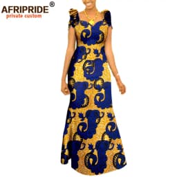 Autumn African Clothing Long Maxi Dresses for Women Short Sleeve Ankara Fabric Dashi Print Dress Plus Size Outfit A722583