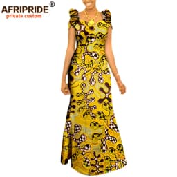 Autumn African Clothing Long Maxi Dresses for Women Short Sleeve Ankara Fabric Dashi Print Dress Plus Size Outfit A722583