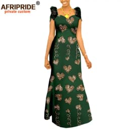 Autumn African Clothing Long Maxi Dresses for Women Short Sleeve Ankara Fabric Dashi Print Dress Plus Size Outfit A722583