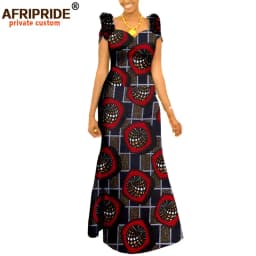 Autumn African Clothing Long Maxi Dresses for Women Short Sleeve Ankara Fabric Dashi Print Dress Plus Size Outfit A722583