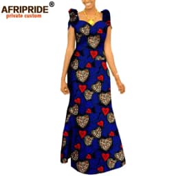 Autumn African Clothing Long Maxi Dresses for Women Short Sleeve Ankara Fabric Dashi Print Dress Plus Size Outfit A722583