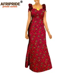 Autumn African Clothing Long Maxi Dresses for Women Short Sleeve Ankara Fabric Dashi Print Dress Plus Size Outfit A722583