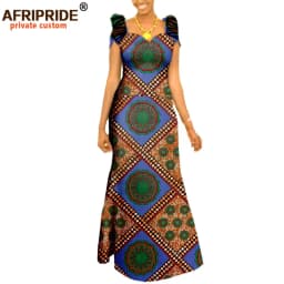 Autumn African Clothing Long Maxi Dresses for Women Short Sleeve Ankara Fabric Dashi Print Dress Plus Size Outfit A722583