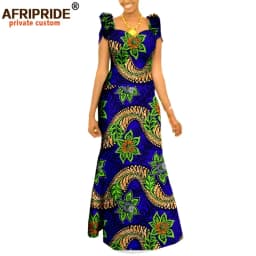 Autumn African Clothing Long Maxi Dresses for Women Short Sleeve Ankara Fabric Dashi Print Dress Plus Size Outfit A722583