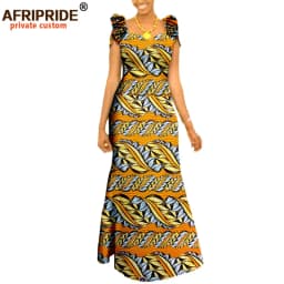 Autumn African Clothing Long Maxi Dresses for Women Short Sleeve Ankara Fabric Dashi Print Dress Plus Size Outfit A722583