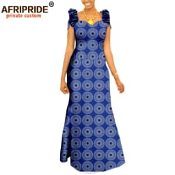 Autumn African Clothing Long Maxi Dresses for Women Short Sleeve Ankara Fabric Dashi Print Dress Plus Size Outfit A722583