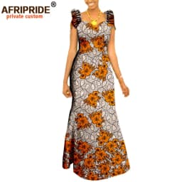 Autumn African Clothing Long Maxi Dresses for Women Short Sleeve Ankara Fabric Dashi Print Dress Plus Size Outfit A722583