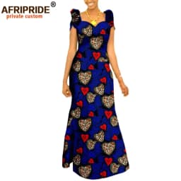 Autumn African Clothing Long Maxi Dresses for Women Short Sleeve Ankara Fabric Dashi Print Dress Plus Size Outfit A722583