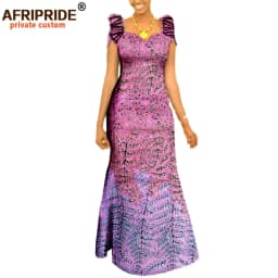 Autumn African Clothing Long Maxi Dresses for Women Short Sleeve Ankara Fabric Dashi Print Dress Plus Size Outfit A722583