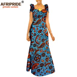 Autumn African Clothing Long Maxi Dresses for Women Short Sleeve Ankara Fabric Dashi Print Dress Plus Size Outfit A722583