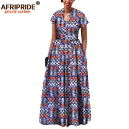 African Dress for Women Autumn Short Sleeve with Sashes Decoration Floor Length Bohemian Style Party Outfits A7225117
