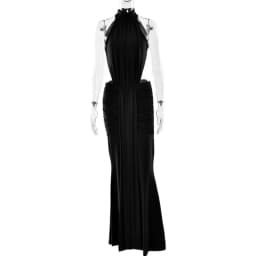 Townlike Ribbon Pleated Slim Bodycon Maxi Long Dress Women Halter 2026 Spring Summer Dress Backless Nightclub Sexy Party Dresses