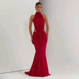Townlike Ribbon Pleated Slim Bodycon Maxi Long Dress Women Halter 2026 Spring Summer Dress Backless Nightclub Sexy Party Dresses